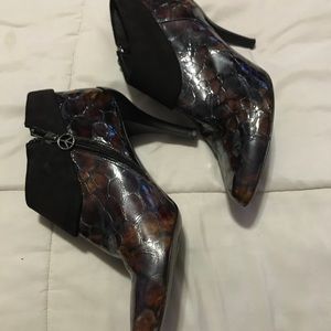 Donald J. Pliner Brown and Black Snakeskin Ankle Booties